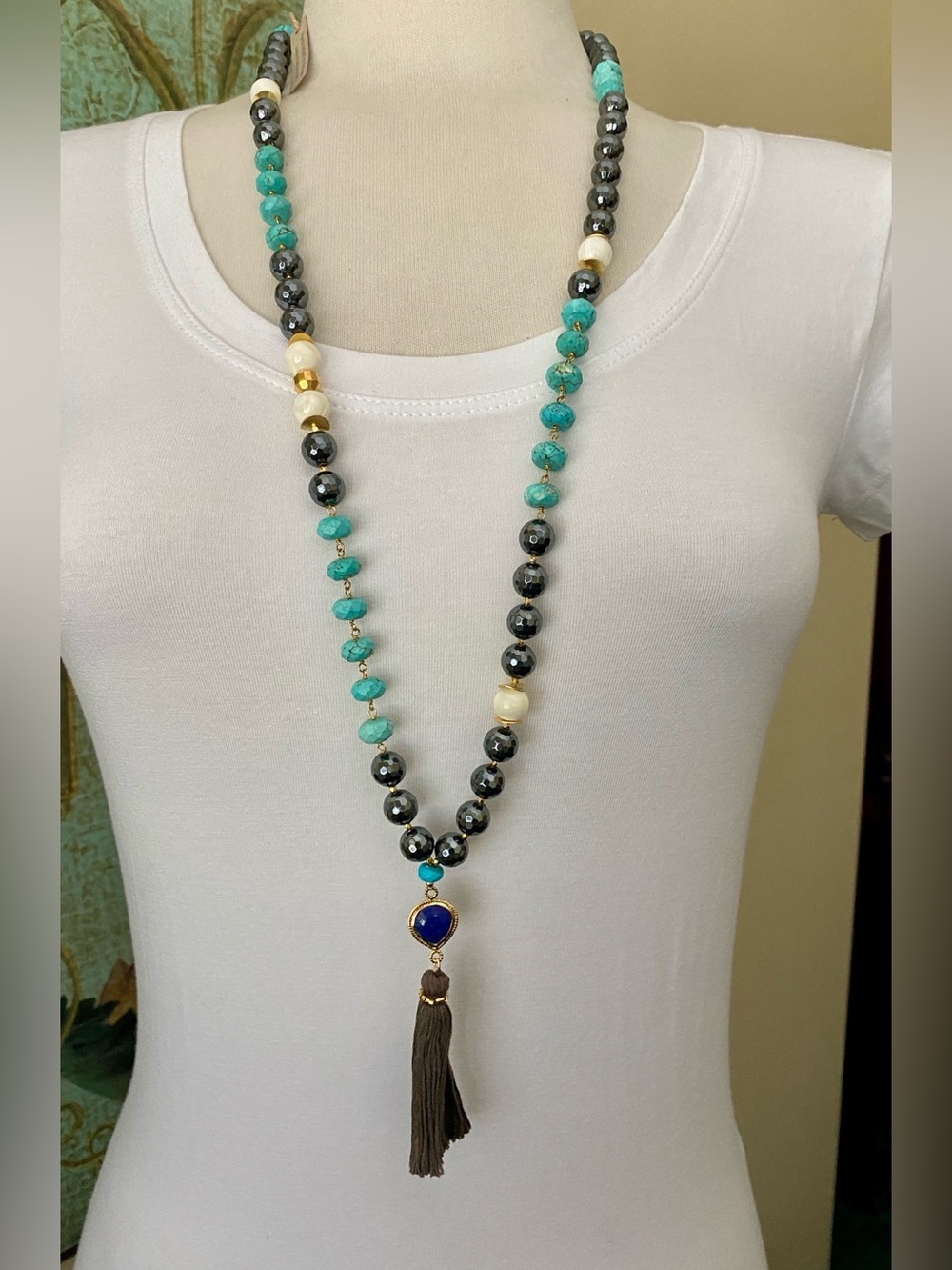 NWT $385 Chan Luu Signature Turquoise/Hematite/Bezeled Lapis SET ~ Gorgeous! 🌺 - Picture 2 of 5